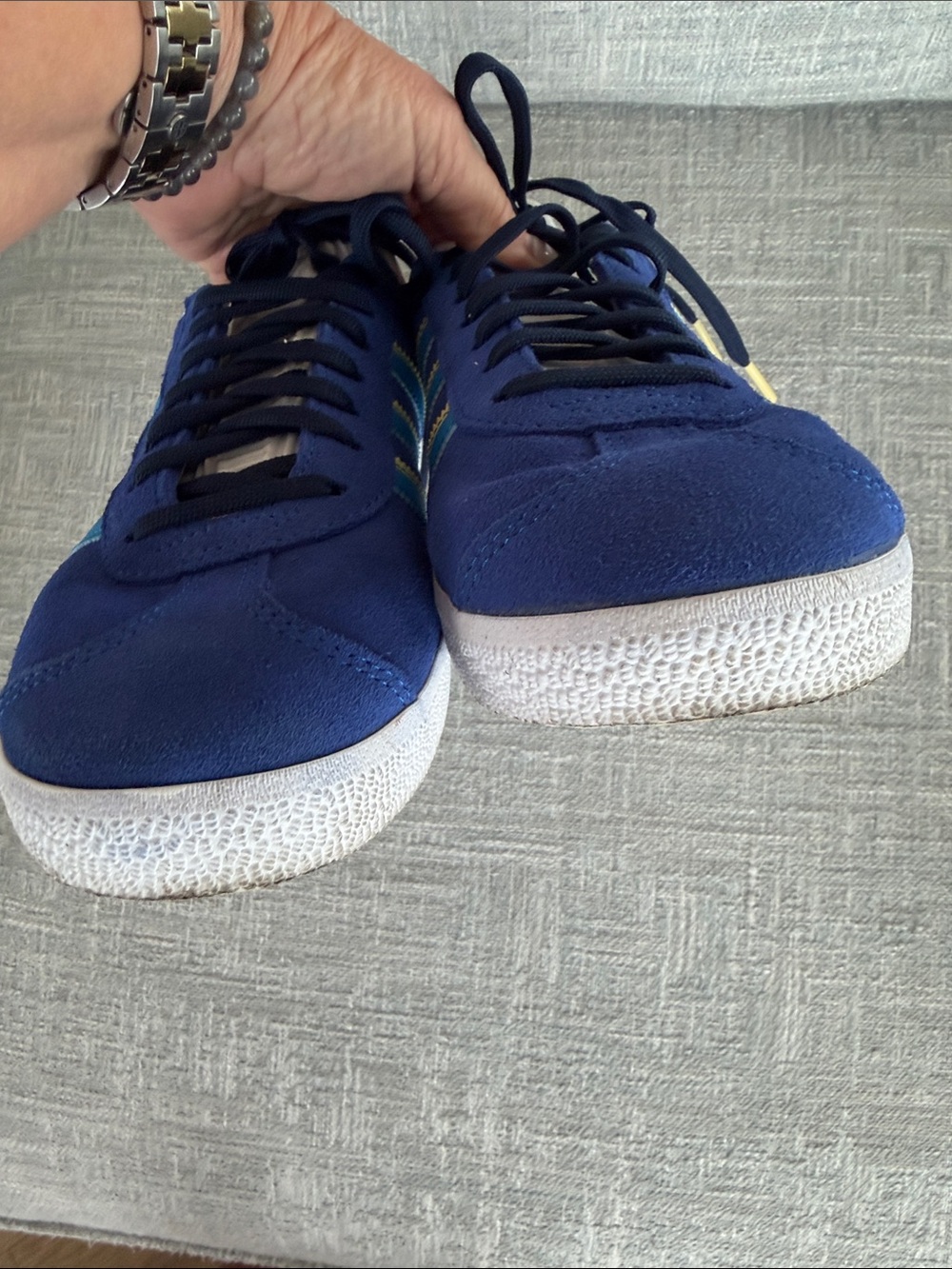 Adidas Gazelle Suede Sneakers in Royal Bright Blue & Yellow Women's 8 1/2 - Picture 5 of 10